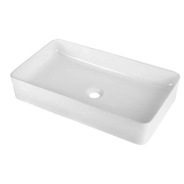 Logmey 24 In White Bathroom Sink - 24 x 14 Inch Large Rectangular Vessel Sink Ceramic Porcelain Above Counter Bathroom Vanity Sink Art Basin