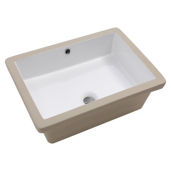 Logmey 20 Undermount Bathroom Sink Rectangle - 20"x16" In vessel Sink Pure White Rectangle Porcelain Ceramic Lavatory Vanity Vessel Sink Bowl Basin
