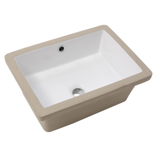 Logmey 18 In Rectangle Undermount Bathroom Sink - 18 x12 Inch Vessel Sink Pure White Rectangle Porcelain Ceramic Lavatory Vanity Vessel Sink Bowl Basin