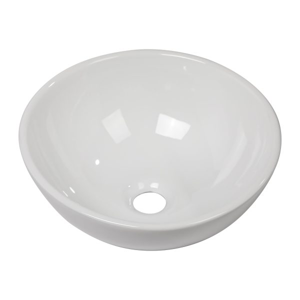 Logmey Round Bathroom Sink - 16"x16" Modern Round Bowl Above Counter White Porcelain Ceramic Bathroom Vessel Vanity Sink Art Basin