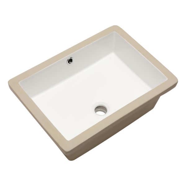 Logmey 20 In Bathroom Sink Undermount - 20x14 Inch Undermount Vessel Sink Pure White Rectrangle Porcelain Ceramic Lavatory Vanity Bathroom Sink Basin