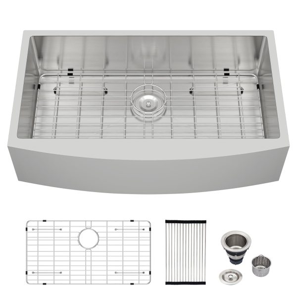 Logmey 33 In Farmhouse Sink - 33x20 InchStainless Steel Farmhouse Sinks Apron Front Kitchen Sinks 16 Gauge Single Bowl Kitchen Farm Sink 20"x33"x9"