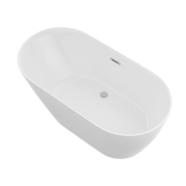 Logmey Modern White Slipper Shape Acrylic Freestanding Bathtub